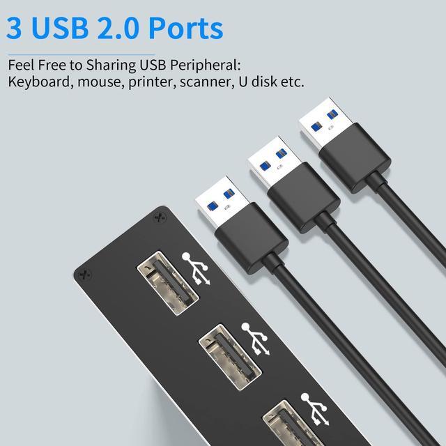 HDMI KVM Switch 4K 60Hz 2x1 HDMI2.0 Ports + 3x USB KVM Ports Share 2 Computers To One UHD Monitor Support Wireless Keyboard And Mouse USB Disk Printer USB Camera (Included 2 USB Cable)