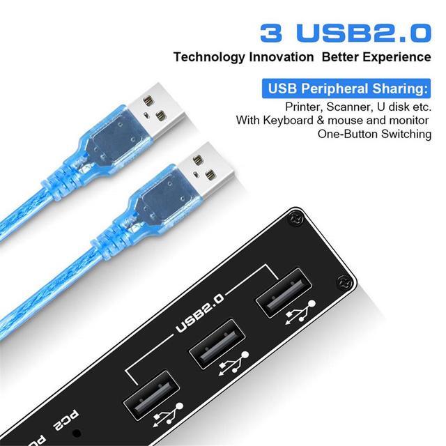 HDMI KVM Switch 4K 60Hz 2x1 HDMI2.0 Ports + 3X USB KVM Ports Share 2 Computers To One UHD Monitor Support Wireless Keyboard And Mouse USB Disk Printer USB Camera (Included 2 USB Cable)