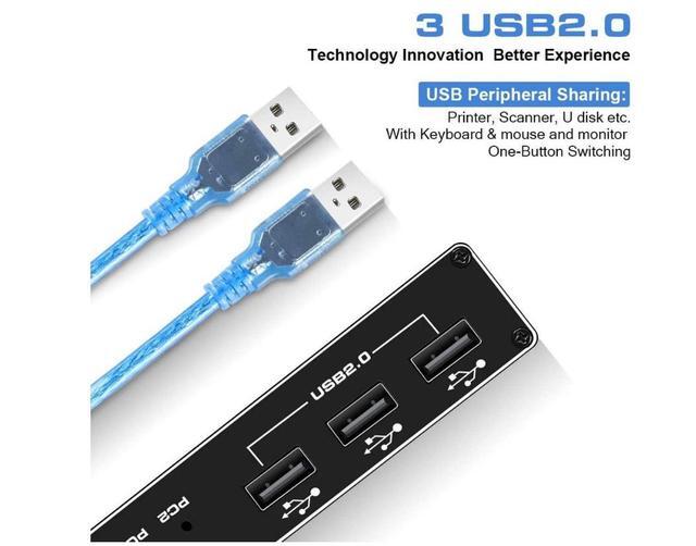HDMI KVM Switch 4K 60Hz USB Switch 2x1 HDMI2.0 Ports + 3X USB KVM Ports Share 2 Computers To One Monitor Support Wireless Keyboard And Mouse USB Disk Printer USB Camera (Included 2 USB Cable)