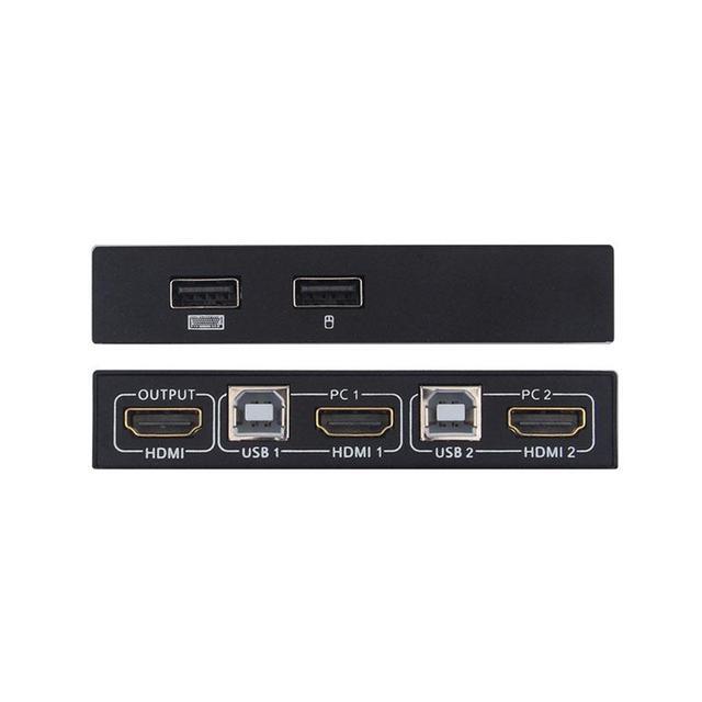 HDMI KVM Switcher 4K 30Hz 2 In 1 Out KVM Switcher Keyboard Mouse USB Shared Display Synchronization Controller USB KVM Switch