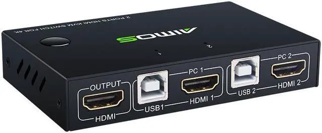 HDMI KVM Switcher 4K 30Hz 2 In 1 Out KVM Switcher Keyboard Mouse USB Shared Display Synchronization Controller USB KVM Switch