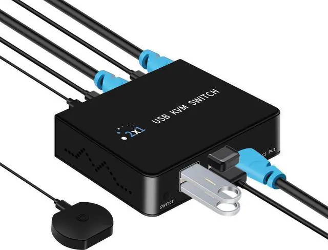 HDMI KVM Switches 4K 60hz 2 Ports HDMI Kvm Switch 1 Monitors 2 Computers USB Switcher 2 Computers Share 4 Usb2.0 Devices Keyboard Mouse Printer USB Switch Supports Desktop Controller and Button Switch