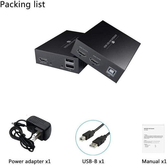 HDMI KVM USB Extender 1080P Over Cat5e/6 Ethernet Cable 50m (164ft) For Mouse And Keyboard Control Remote Signals