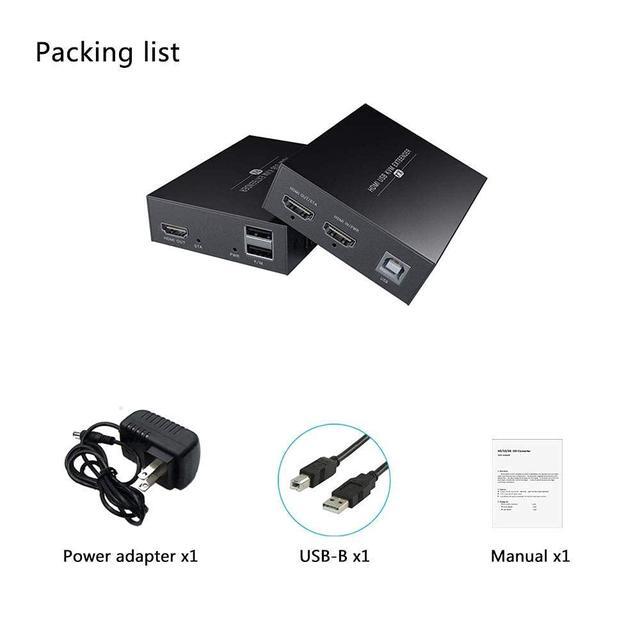 HDMI KVM USB Extender 1080P Over Cat5e/6 Ethernet Cable 50m (164ft) For Mouse And Keyboard Control Remote Signals