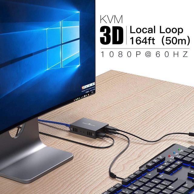 HDMI KVM USB Extender Transmit 1080p HD Video Over Cat5e/6 Ethernet Cable 50m (164ft) For Mouse And Keyboard Control Remote Signals