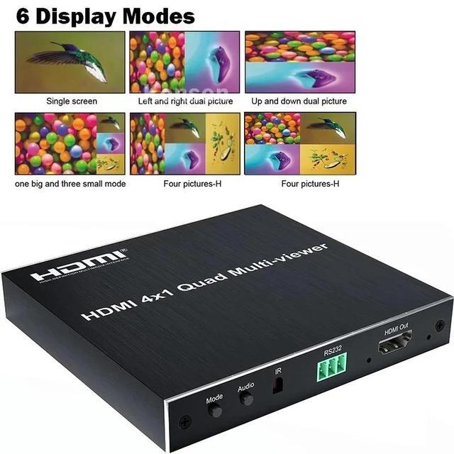 HDMI Multi-viewer 4x1 HDMI Quad Screen MultiViewer Seamless Switcher 4 In 1 Out 1080P 60Hz 4 Channel Quad Screen Split 6 Modes(With AU Plug)