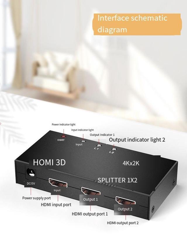 HDMI Splitter 1 In 2 Out High-definition Splitter 1 Split 2 Audio And Video Frequency Divider Co-screen Splitter 4K