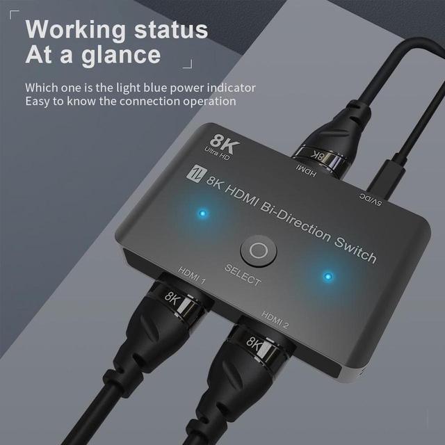HDMI Switch 4K 120hz HDMI Switch 2 In 1 Out Or 1 In 2 Out HDMI 2.1 Switch Ultra-HD 48Gbps HDMI Switcher 8K Support 8K 60Hz 4K 120Hz Dynamic HDR Dolby Atmos For QLED TV PS5 Xbox Fire