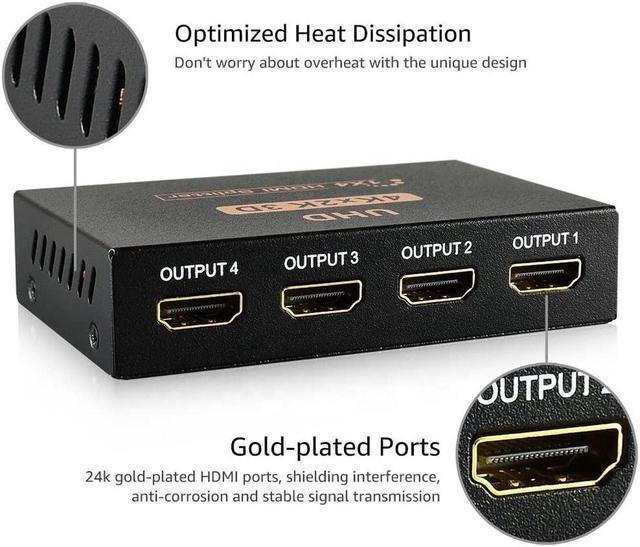 HDMI Switch HDMI Splitter 4K 1x4 To 4 Ports Charging Splitter Video Switcher Splitter Support 2K X 4K 2160P& 3D HD Audio