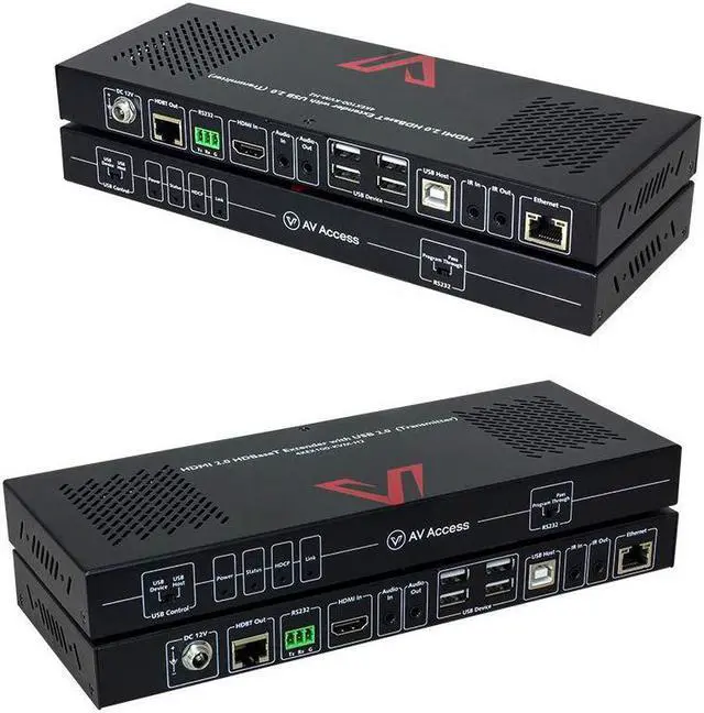 HDMI USB KVM Extender 4K60Hz 4:4:4 18Gbps 1080P HDR 330ft(100m) Over Cat5e/6/6a/7 HDMI2.0 Switchable 1 Host & 4 USB 2.0 on TX or RX Two-Way IR/ 3.5mm Stereo/ RS232
