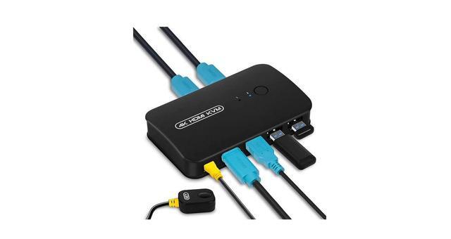 HDMI USB KVM Switch Selector For 2 Computers Share Keyboard Mouse Printer And One HD 4K Monitor 2 KVM Cables Included