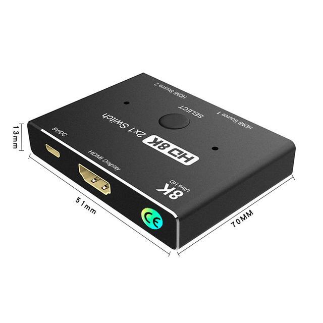 HDMI2.1 2 X 1 Switch Ultra HD 8K 60Hz 4K 120Hz Switcher Splitter For 2 Sources To 1 Display