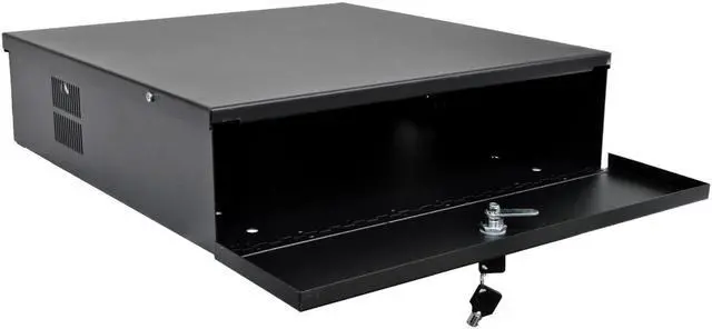 Heavy Duty 18" x 18" x 5" DVR Security Lock Box with Fan for CCTV Systems Black