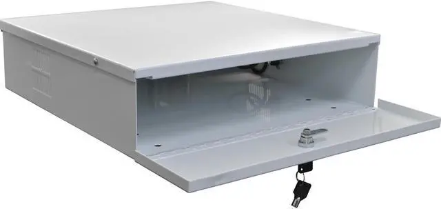Heavy Duty 18" x 18" x 5" DVR Security Lock Box with Fan for CCTV Systems White