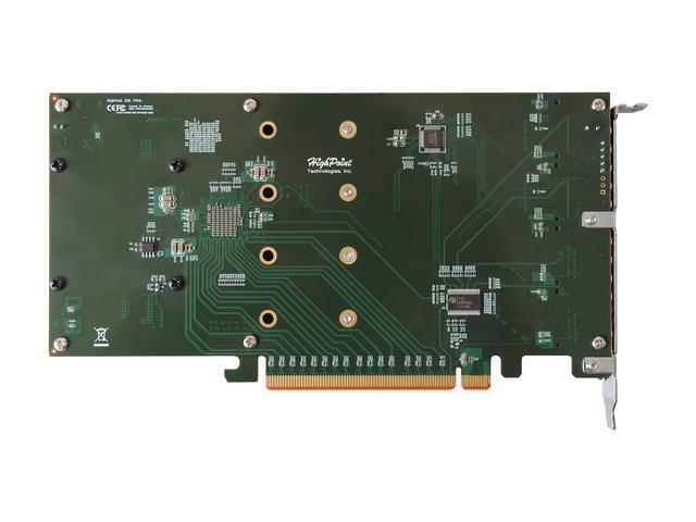 HighPoint SSD7101A-1 PCI-Express 3.0 X16 Full-Height 4 X Dedicated 32 Gbps M.2 Ports To PCIe 3.0 X16 RAID Controller