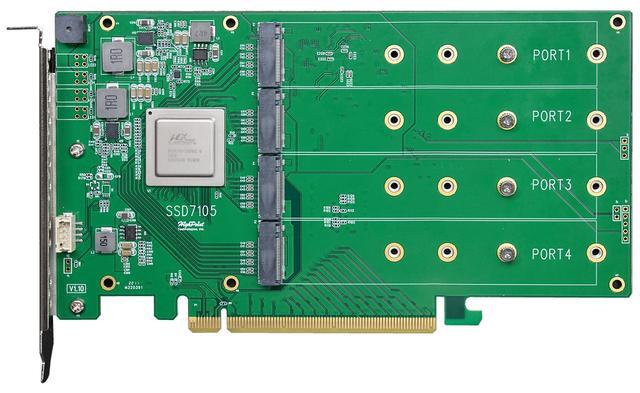 HighPoint SSD7105 PCI-Express 3.0 X16 PCI-Express PCIe 3.0 X16 Fully Bootable 4-Port M.2 NVMe RAID Controller