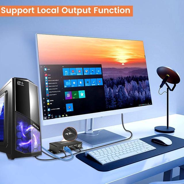 Hitoor 164FT / 50M HDMI KVM USB Extender Over Cat 5e/6/7 Cable 1080P HDMI Ethernet Extender Balun Transmitter Receiver With Loop Out Function - USB Keyboard Mouse Single POC Power Supply