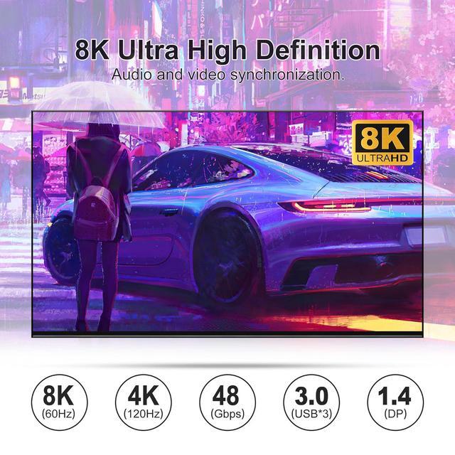 Hitoor 8K 60Hz Displayport USB 3.0 KVM Switch 2 Monitors For 4 Computers 8K 60Hz 4K 144Hz DP1.4 Dual Monitor Displayport KVM Switches 4 Port With 4 USB 3.0 Ports 8K DP Monitor Switch For 4 PCs