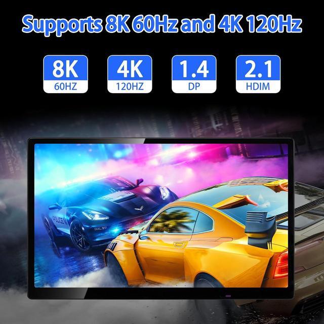 Hitoor 8K 60Hz KVM Switch 3 Monitors 2 Computers 4K 144Hz 2 HDMI+Displayport Triple Monitor KVM Switch For 2 Computer Share 3 Monitor Audio Mic Port & 3 USB3.0 Devices Wired Remote&5V Power Adapter