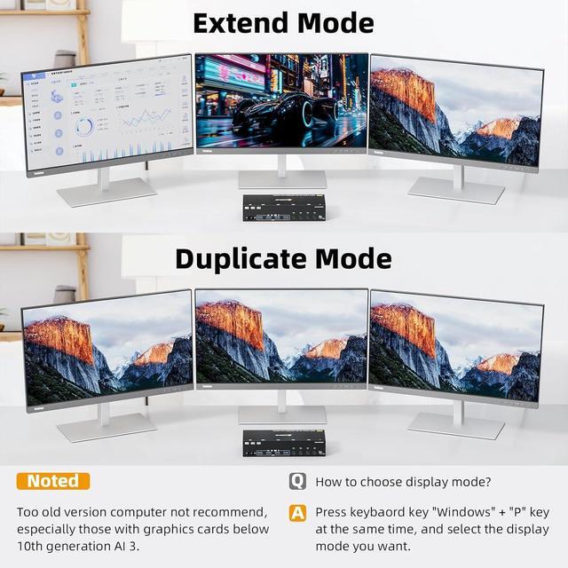 Hitoor HDMI+2 Displayport KVM Switch 3 Monitors 4 Computers 8K 60Hz 4K 144Hz USB 3.0 KVM Switch Triple Monitor For 4 PCs Share 3 Monitor And 4 USB 3.0 Ports Wired Remote And 4 USB3.0 Cables Included