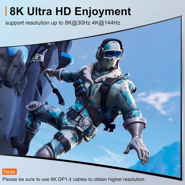 Hitoor KVM Switch 2 PC 2 Monitors USB 3.0 DP KVM Switch 8K 30Hz 4K 144Hz Dual Monitor KVM Switch Displayport 1.4 With 4 USB 3.0 Port For USB Device Wired Remote And 4 Cable Included