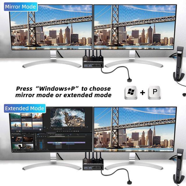 Hitoor USB 3.0 Displayport KVM Switch 2 PC 2 Monitors KVM Switch 8K 30Hz 4K 144Hz Dual Monitor KVM Switch Displayport 1.4 For 2 PC Share Wireless Keyboard Mouse Printer With 2 USB 3.0 And DP Cables