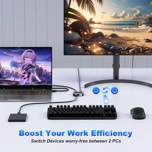 Hitoor USB 3.0 Switch USB 3.0 Switcher 2 In 2 Out USB 3.0 Switch Selector USB Switcher For 2 Computers Sharing 2 Devices For Printer Keyboard Scanner Mouse Compatible With Mac/Linux/Windows
