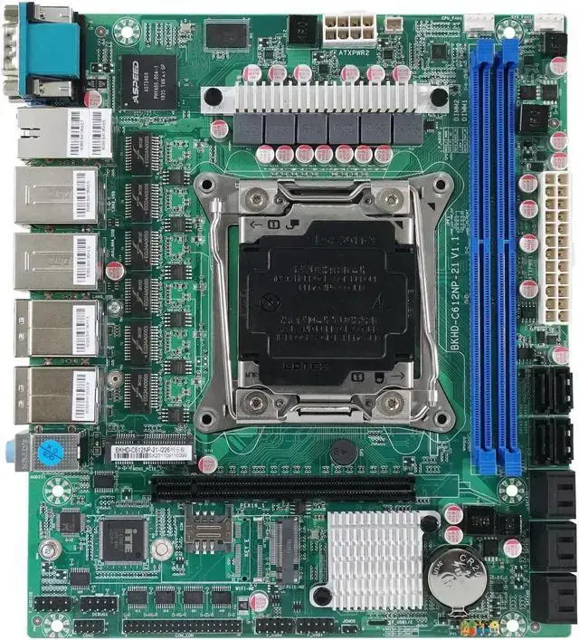 HKUXZR X99 NAS Motherboard Slot 10xSATA 1*M.2_ NVME PCIE ×1 LGA2011-3 for NAS Router Sever 6x2.5GbE I226 DDR4 RAM Memory