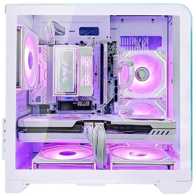 Hoengager Astral Mini Gaming PC -AMD Ryzen 7 7700 8-Core 3.8 GHz-RTX 5060 8GB -32GB DDR5 6000MHZ RAM-1TB PCIe SSD -WIFI &Bluetooth -RGB Fans-Prebuilt PC Windows 11 Pro Desktop Computer-White