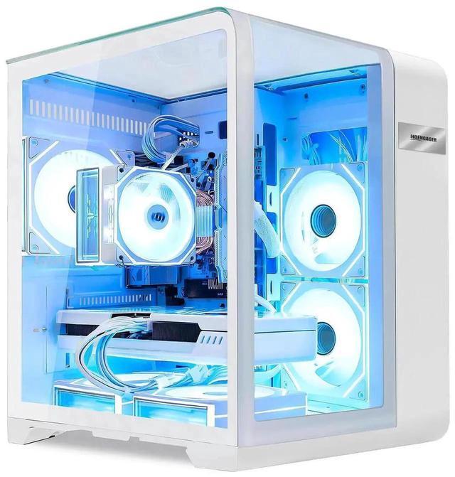 Hoengager Astral Mini Gaming PC -AMD Ryzen 7 7700 8-Core 3.8 GHz-RTX 5060 8GB -32GB DDR5 6000MHZ RAM-1TB PCIe SSD -WIFI &Bluetooth -RGB Fans-Prebuilt PC Windows 11 Pro Desktop Computer-White