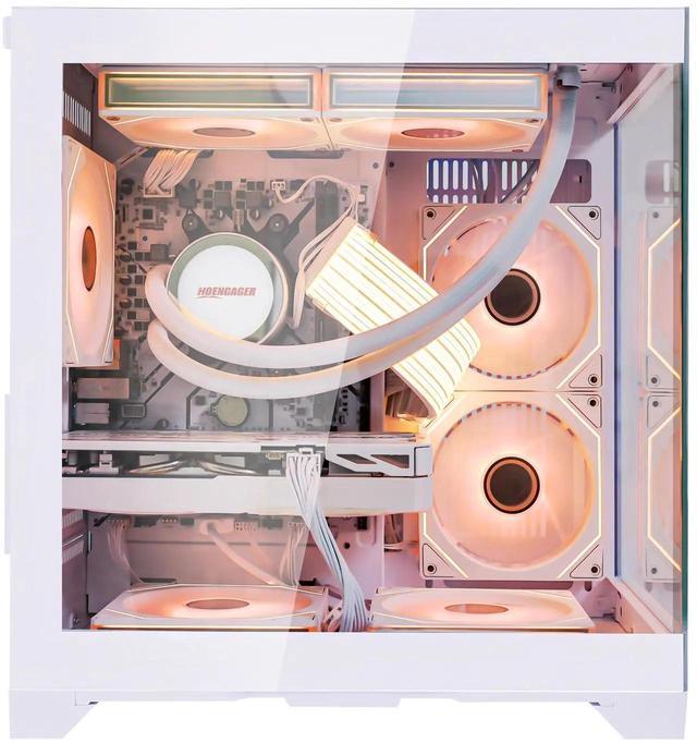 Hoengager Gaming PC -AMD Ryzen 7 5700X 3.4 GHz-RTX 5060 8GB-32GB DDR4 RAM-1TB M.2 SSD-240 Liquid Cooler -WIFI &Bluetooth -RGB Fans-Windows 11 Pro Desktop Computer-White