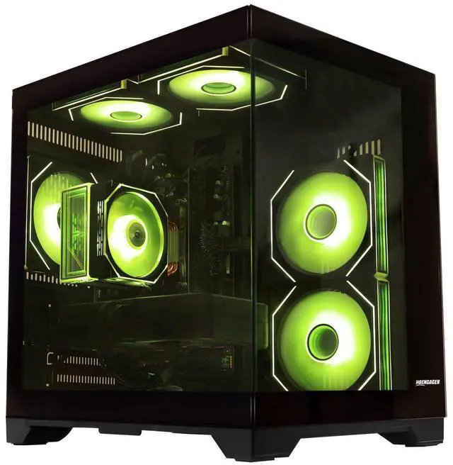 Hoengager Gaming PC Desktop Intel Core i5-13400F 2.5 GHz 10 Core GeForce RTX 5060 8GB 16GB DDR4 RAM 3200MHz 1TB PCIe SSD Wi-Fi & Bluetooth Windows 11 Pro Prebuilt Tower RGB Computer-Black