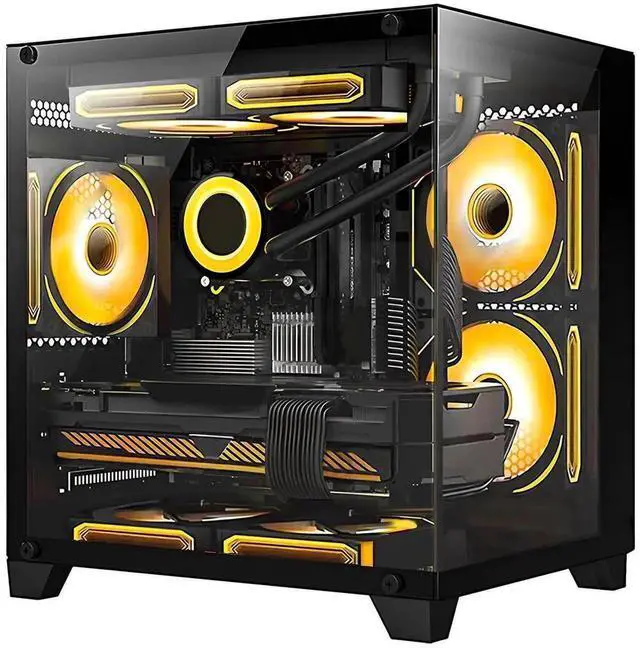Hoengager RTX 5070 12GB Gaming PC Desktop - AMD Ryzen 7 5700X 3.4 GHz 32GB DDR4 RAM 1TB PCIe SSD WiFi + BT Windows 11 Pro -RGB Prebuilt Computer