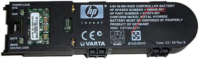 HP 398648-001 Smart Array P400i Controller Battery Pack