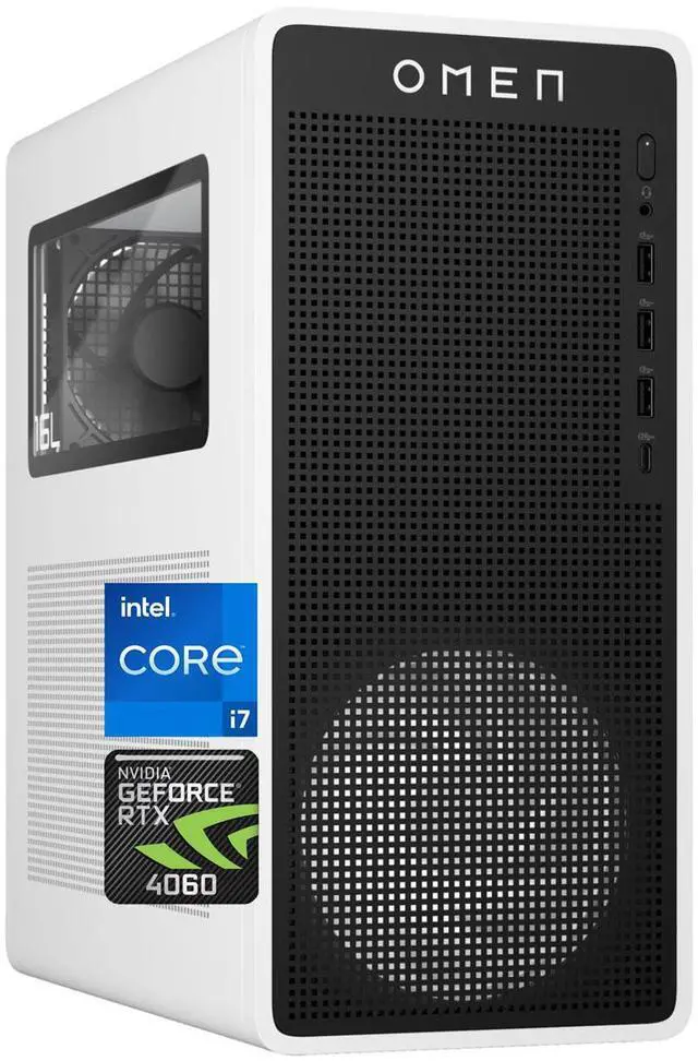 HP OMEN 16L i7 RTX 4060 Gaming Desktop Intel i7-14700F NVIDIA RTX 4060 16GB DDR5 RAM 1TB SSD DP RJ-45 Windows 11 Home White