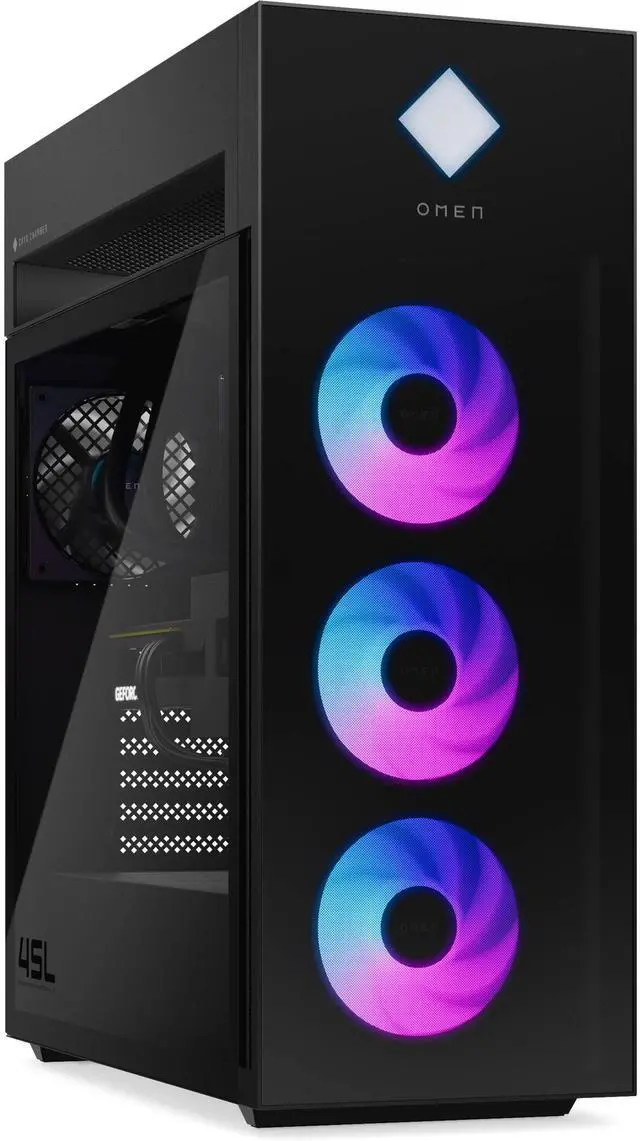 HP OMEN 45L GT22 Gaming Desktop PC - Intel Core Ultra 9 285K up to 5.7 GHz Processor 192GB DDR5 RAM 4TB NVMe SSD NVIDIA GeForce RTX 4060 Liquid Cooling RGB Lighting AI Copilot Windows 11 Pro