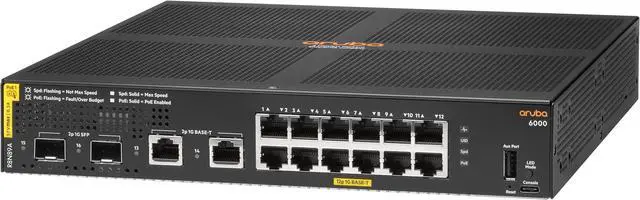 HPE Aruba Networking CX 6000 12G Class4 PoE 2G/2SFP 139W Switch Layer 2 managed R8N89A