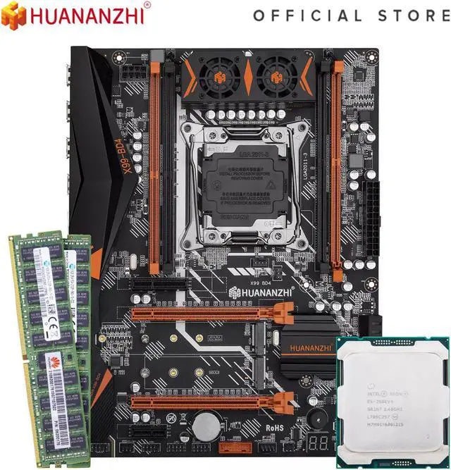 HUANANZHI X99 BD4 X99 Motherboard with Intel XEON E5 2680 v4 with 2*16G DDR4 RECC memory combo kit set NVME NGFF SATA USB 3.0