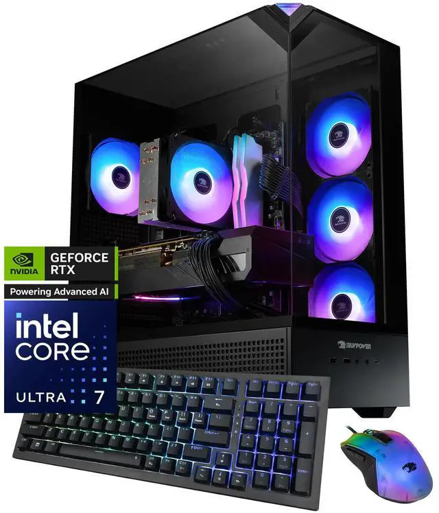 iBUYPOWER Element 9 Black Gaming PC Desktop - Intel Core Ultra 7 265F - NVIDIA GeForce RTX 5060 8GB - 32GB DDR5 RGB - 2TB NVMe SSD - EBI7N5601
