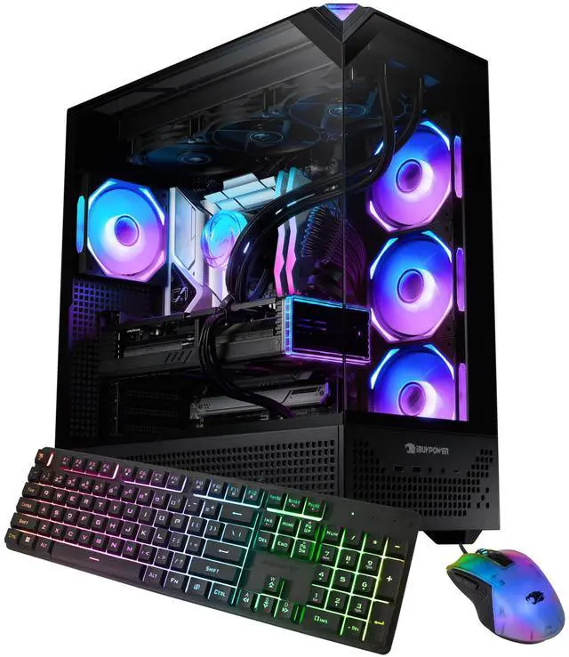 iBUYPOWER Element Pro Gaming PC Desktop - AMD Ryzen 7 9800X3D AMD Radeon RX 9060XT 8GB 32GB DDR5 RGB RAM 2TB NVMe SSD