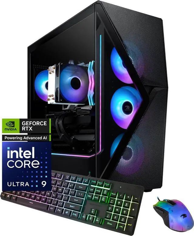 iBUYPOWER Slate 8 MESH Gaming PC Desktop - Intel Core Ultra 9 285 - NVIDIA GeForce RTX 5070Ti 16GB - 32GB DDR5 RGB - 2TB NVMe SSD - SMI9N57T01