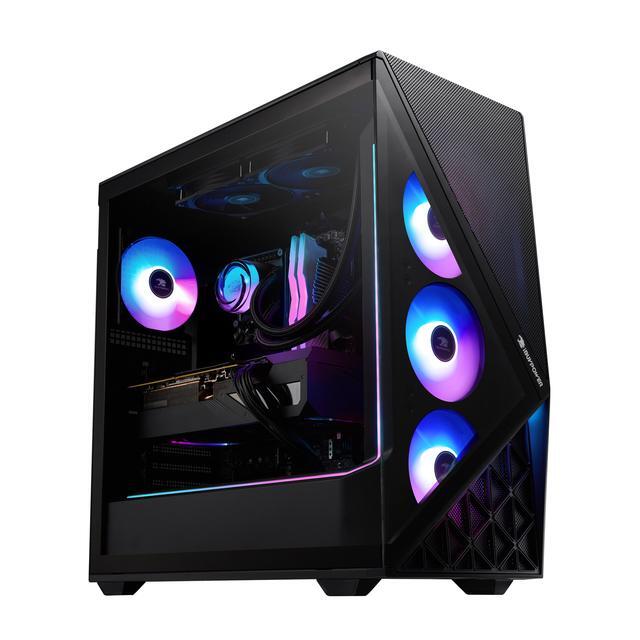 IBUYPOWER Slate 9 Black Gaming PC Desktop - AMD Ryzen 7 7800X3D - AMD Radeon RX 9070XT 16GB - 32GB DDR5 RGB - 1TB NVMe SSD - SBA7R97XT01