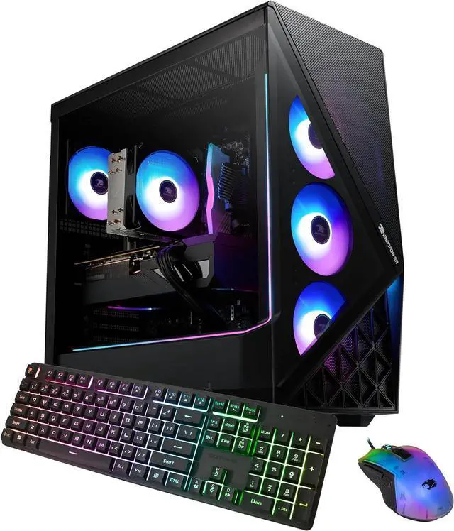 iBUYPOWER Slate 9 Black Gaming PC Desktop - AMD Ryzen 7 7800X3D - NVIDIA GeForce RTX 5060 8GB - 32GB DDR5 RGB - 2TB NVMe SSD - SBA7N5601