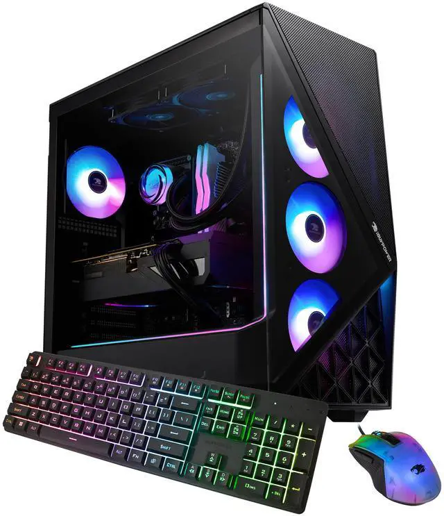 iBUYPOWER Slate 9 Black Gaming PC Desktop - AMD Ryzen 7 7800X3D - AMD Radeon RX 9070XT 16GB - 32GB DDR5 RGB - 1TB NVMe SSD - SBA7R97XT01