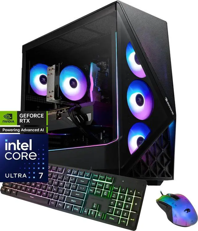 iBUYPOWER Slate 9 Black Gaming PC Desktop - Intel Core Ultra 7 265KF - NVIDIA GeForce RTX 5060 8GB - 32GB DDR5 RGB - 2TB NVMe SSD - SBI7N5602