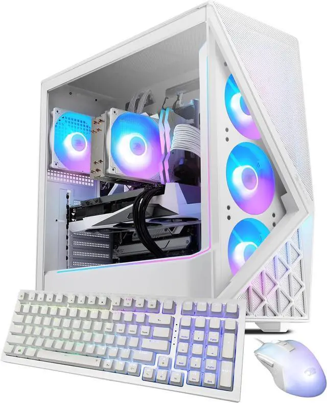 iBUYPOWER Slate 9 White Gaming PC Desktop - Intel Core Ultra 9 285 - NVIDIA GeForce RTX 5060Ti 8GB - 64GB DDR5 RGB - 2TB NVMe SSD - SWI9N56T01