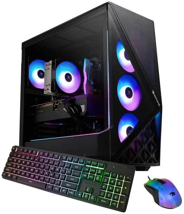 iBUYPOWER Slate Gaming PC Desktop - AMD Ryzen 7 8700F AMD Radeon RX 6600 8GB 16GB DDR5 RGB RAM 1TB NVMe SSD