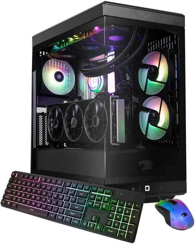 iBUYPOWER Y40 PRO Black Gaming PC Desktop - AMD Ryzen 7 7800X3D - NVIDIA GeForce RTX 5070Ti 16GB - 32GB DDR5 RGB - 2TB NVMe SSD - Y40BA7N57T01