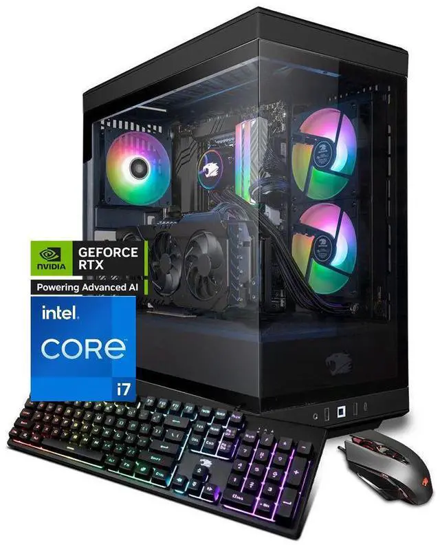 iBUYPOWER Y40 PRO Black Gaming PC Desktop - Intel Core i7 14700KF - NVIDIA GeForce RTX 5070 12GB - 32GB DDR5 RGB - 1TB NVMe SSD - Y40BI7N5702