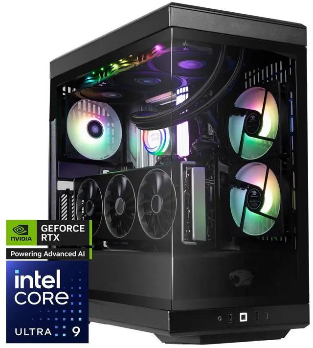 iBUYPOWER Y40 PRO Black Gaming PC Desktop - Intel Core Ultra 9 285 - NVIDIA GeForce RTX 5080 16GB - 32GB DDR5 RGB - 2TB NVMe SSD - Y40BI9N5801